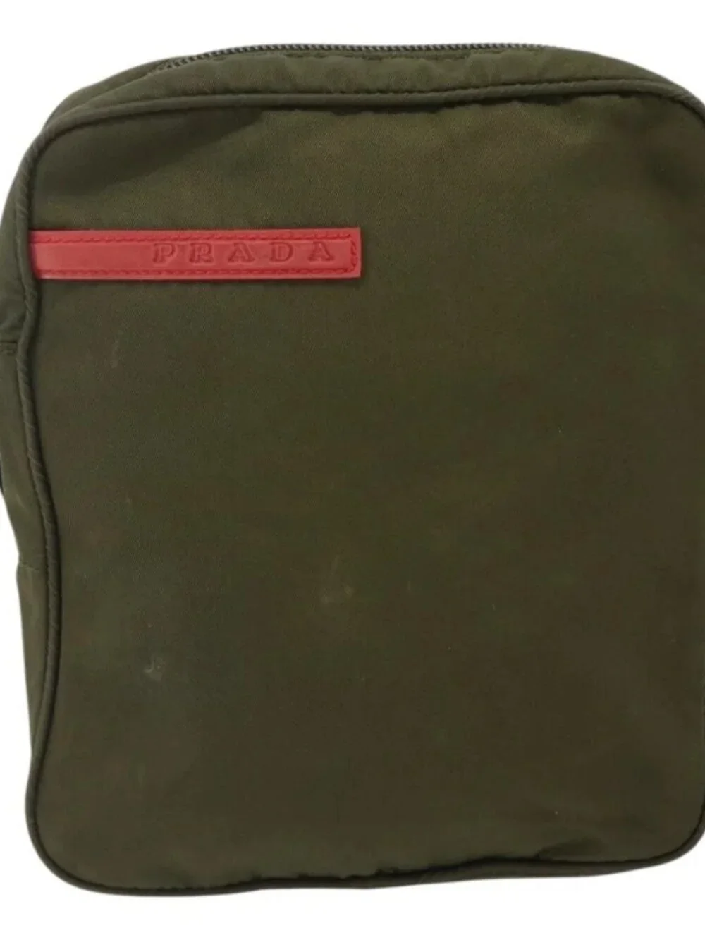 PRADA Sports Shoulder Bag Nylon Khaki Silver Auth ti3845